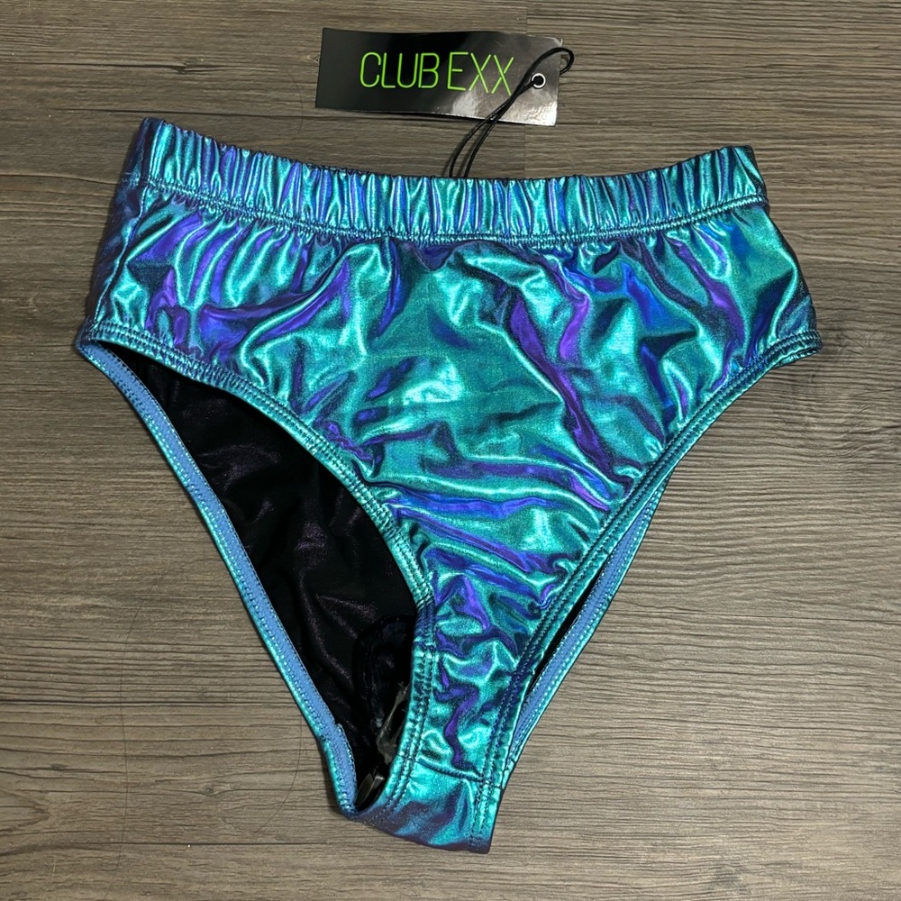 NWT Dolls Kill / Club Exx Blue Metallic Bottoms